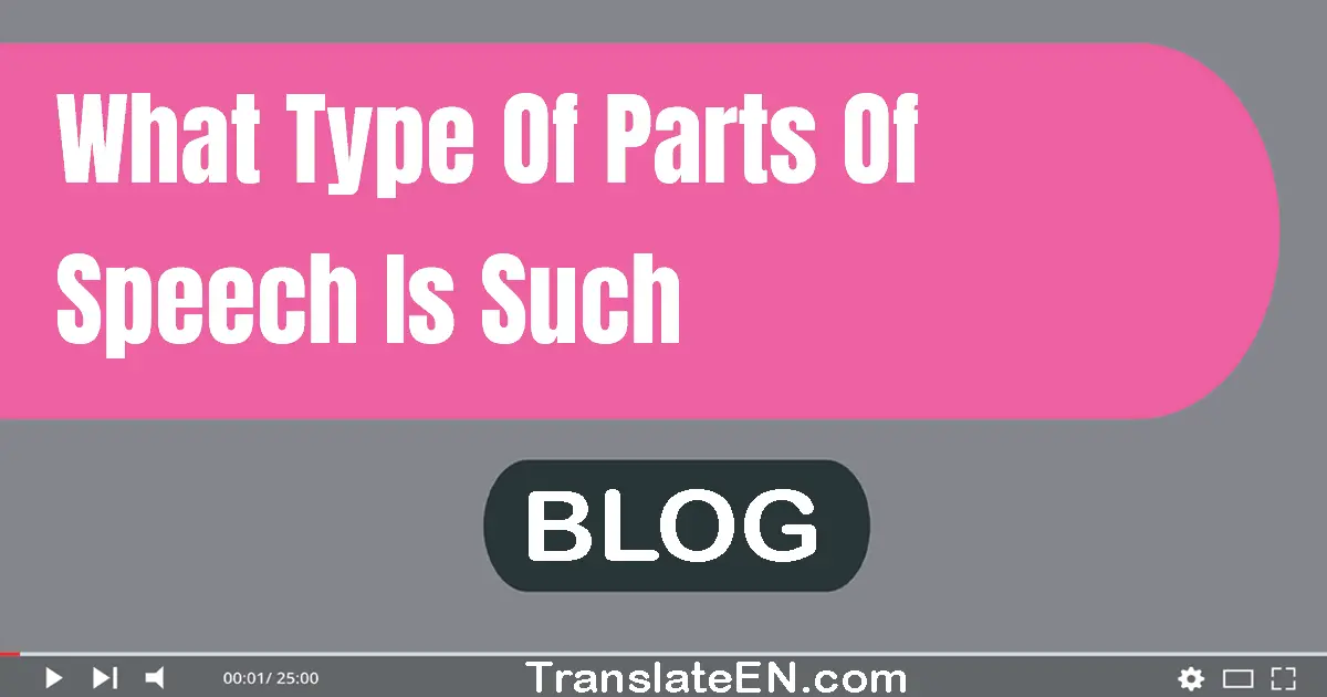 What type of parts of speech is such?