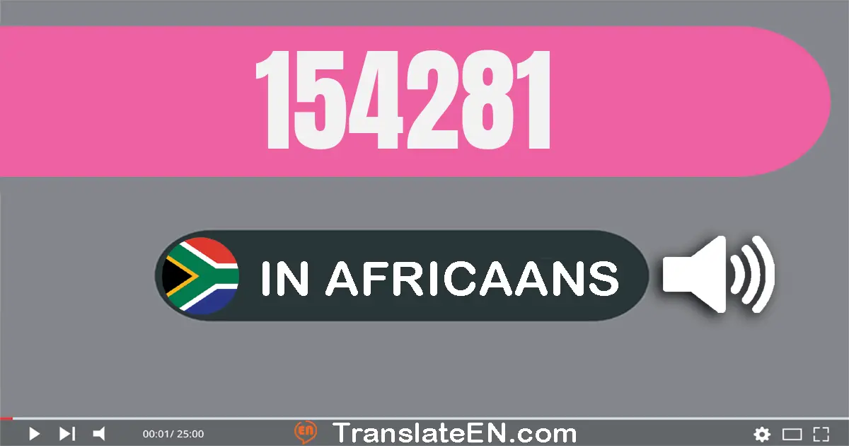 Write 154281 in Africaans Words: honderd vier-en-vyftig duisend tweehonderd een-en-tagtig