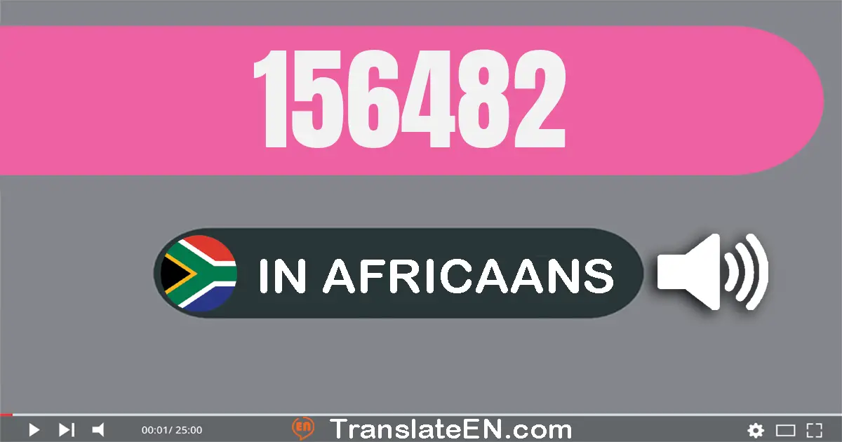 Write 156482 in Africaans Words: honderd ses-en-vyftig duisend vierhonderd twee-en-tagtig