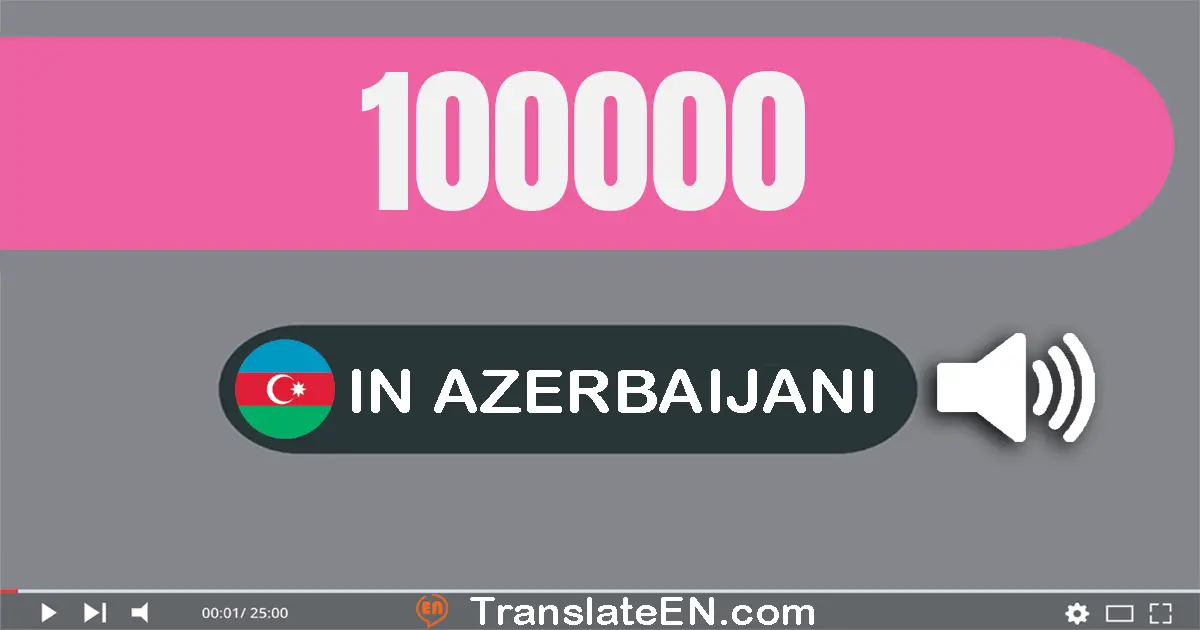 Write 100000 in Azerbaijani Words: bir yüz min