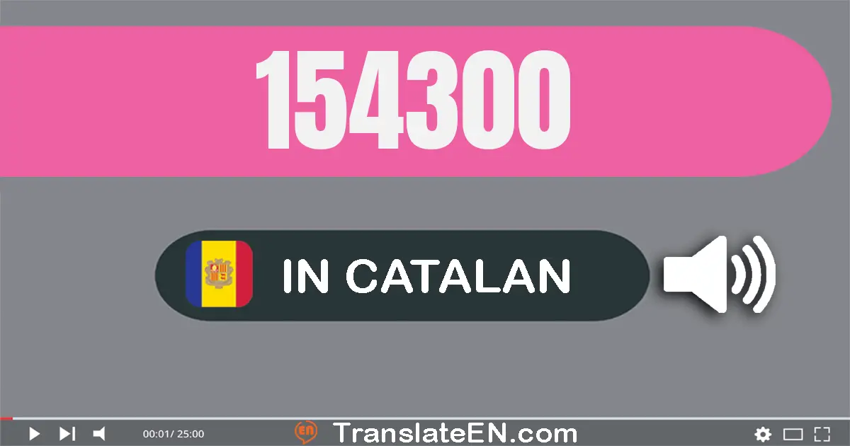 Write 154300 in Catalan Words: cent-cinquanta-quatre mil tres-cents