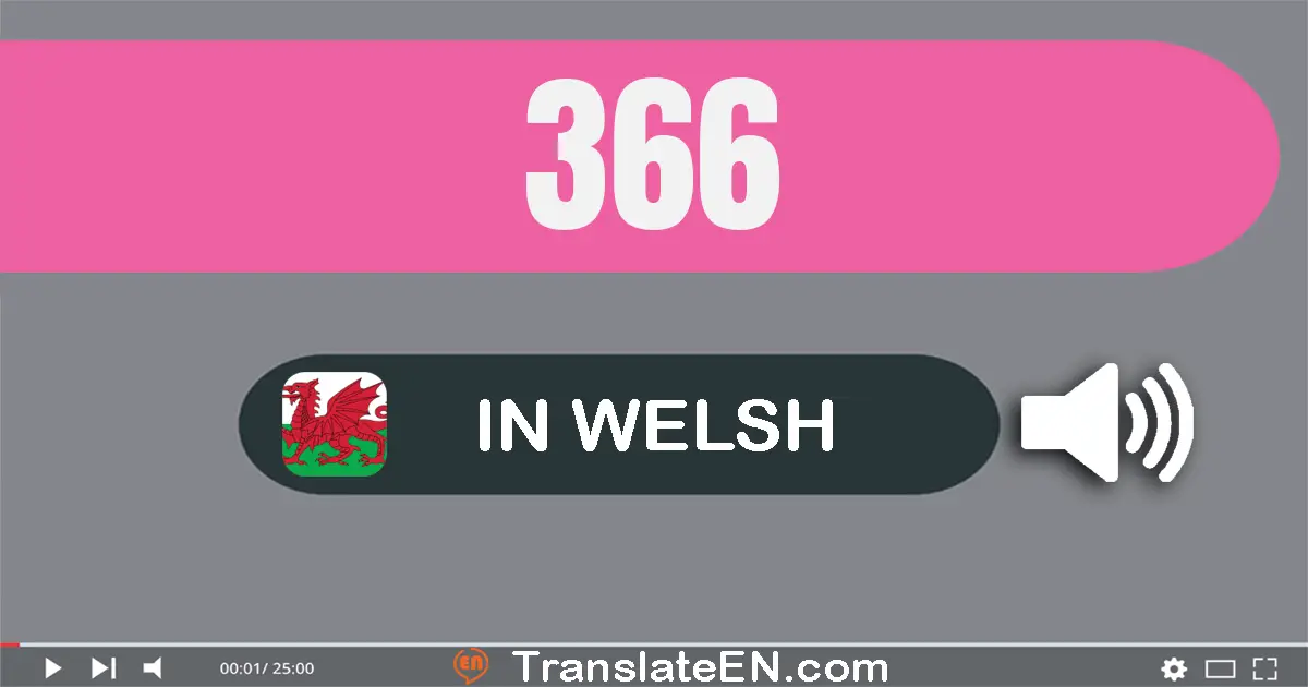 Write 366 in Welsh Words: tri cant chwe deg chwech