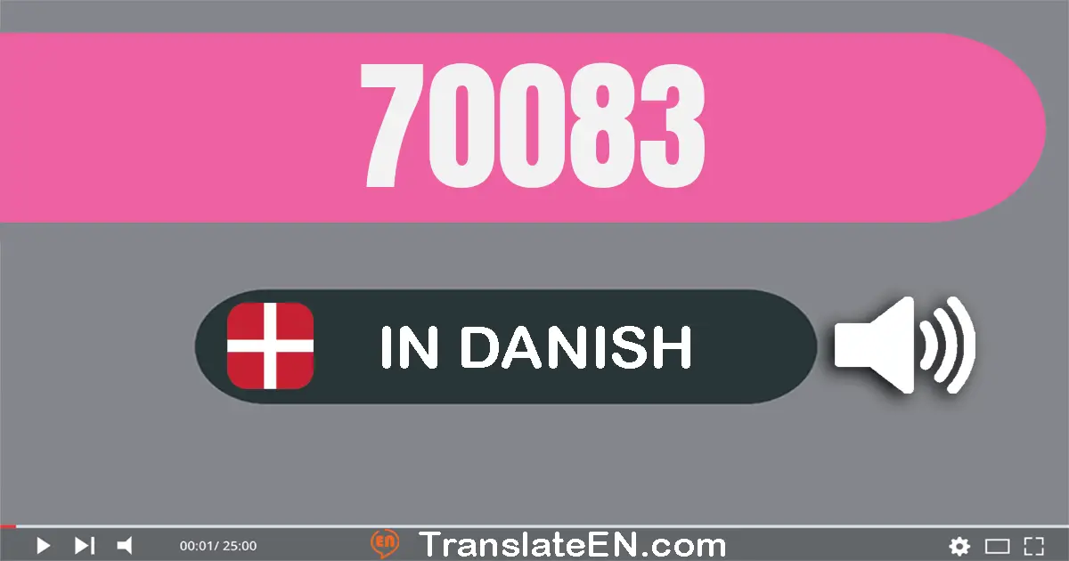 Write 70083 in Danish Words: halvfjerds tusinde og tre­og­firs