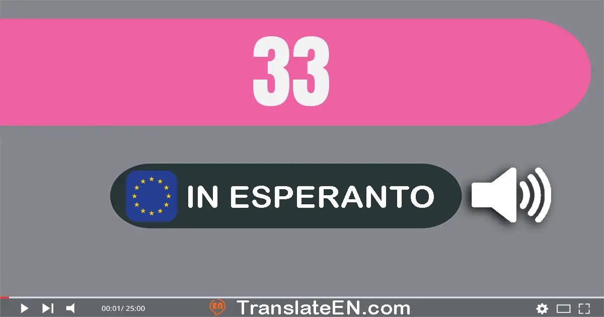 Write 33 in Esperanto Words: tridek tri