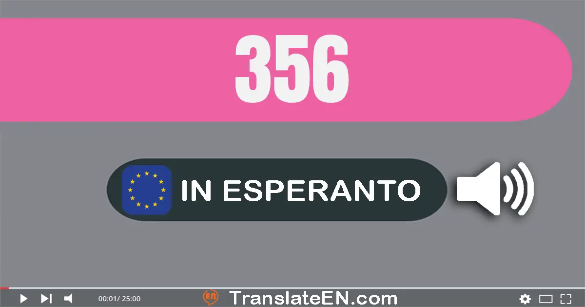 Write 356 in Esperanto Words: tricent kvindek ses