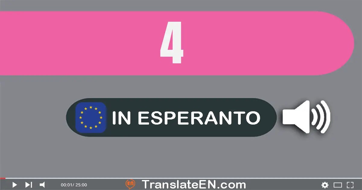 Write 4 in Esperanto Words: kvar