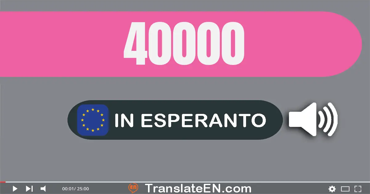 Write 40000 in Esperanto Words: kvardek mil