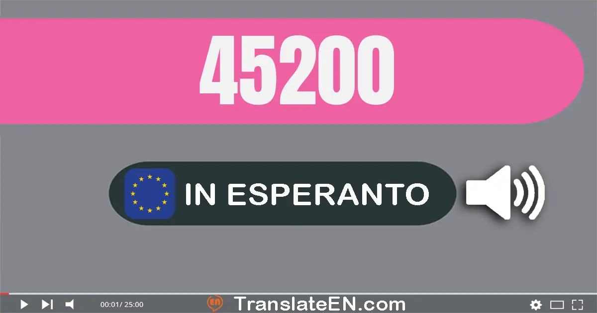 Write 45200 in Esperanto Words: kvardek kvin mil ducent