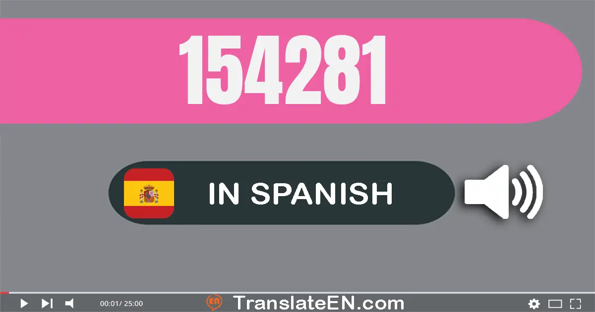 Write 154281 in Spanish Words: ciento cincuenta y cuatro mil doscientos ochenta y uno