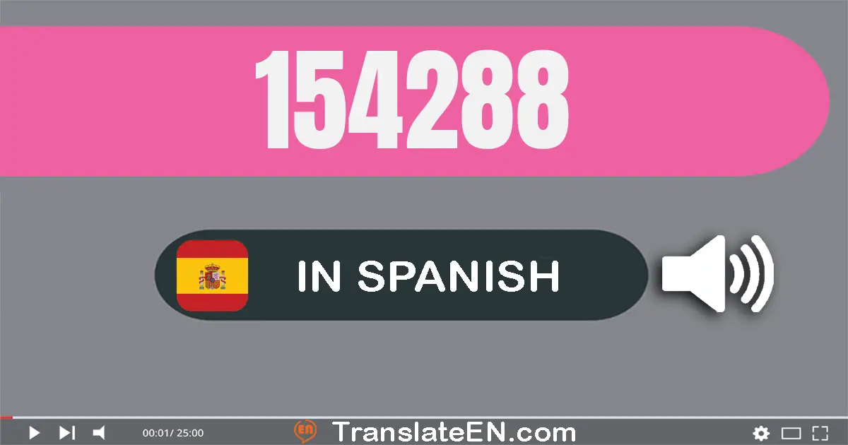 Write 154288 in Spanish Words: ciento cincuenta y cuatro mil doscientos ochenta y ocho
