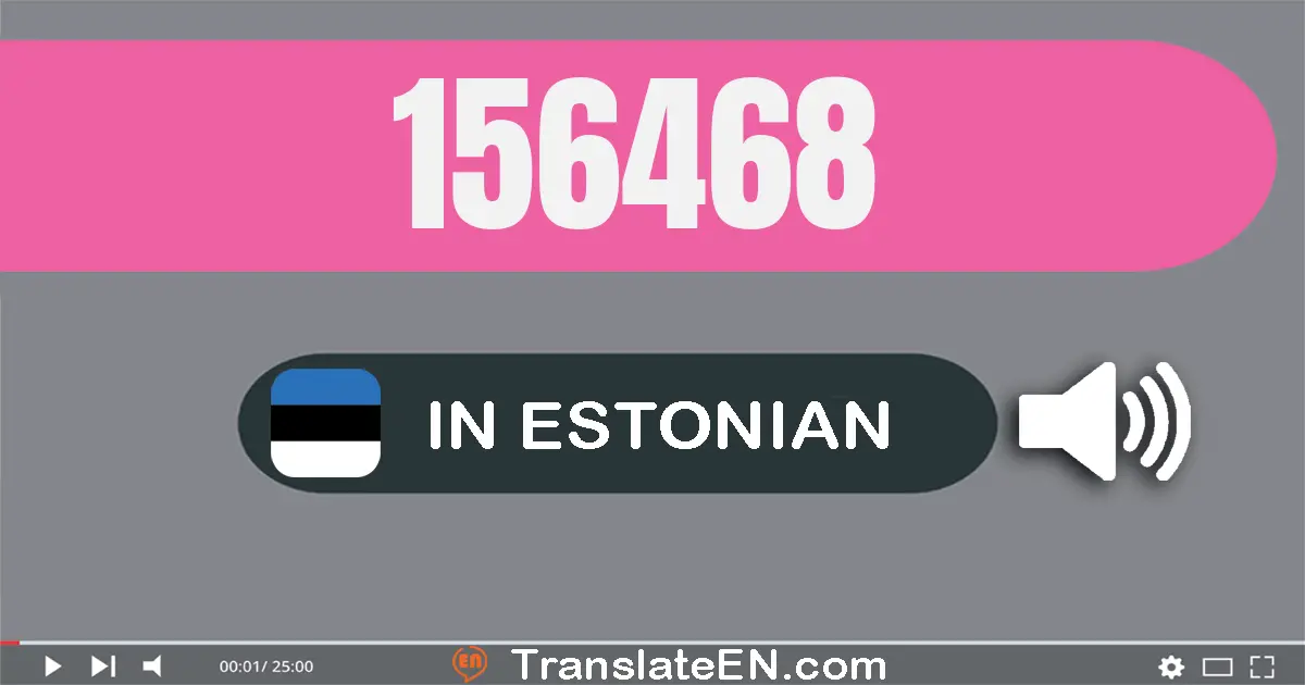 Write 156468 in Estonian Words: ükssada viiskümmend kuus tuhat nelisada kuuskümmend kaheksa