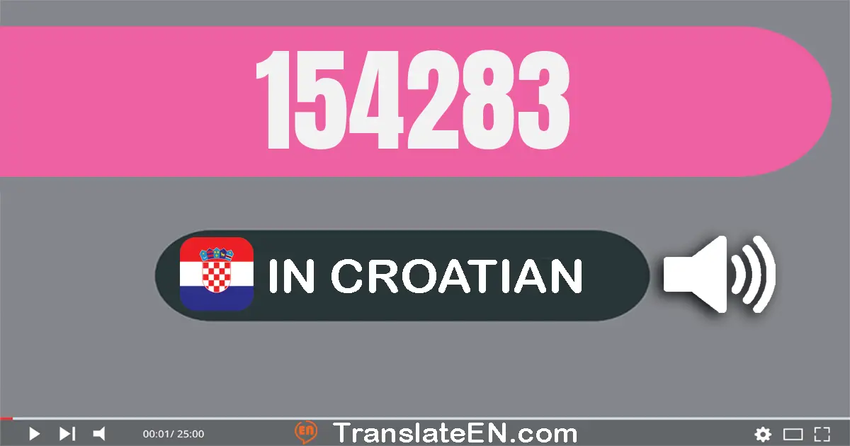 Write 154283 in Croatian Words: sto pedeset i četiri tisuća dvjesto osamdeset i tri