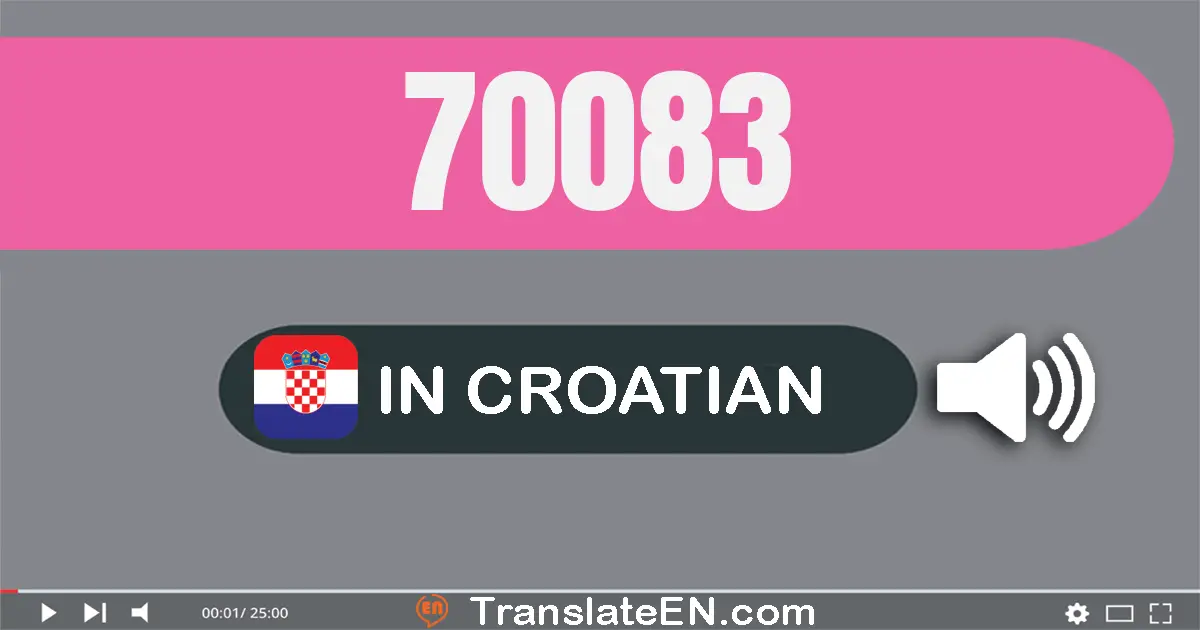 Write 70083 in Croatian Words: sedamdeset tisuća osamdeset i tri