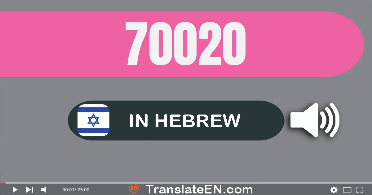 Write 70020 in Hebrew Words: שבעים אלף עשרים