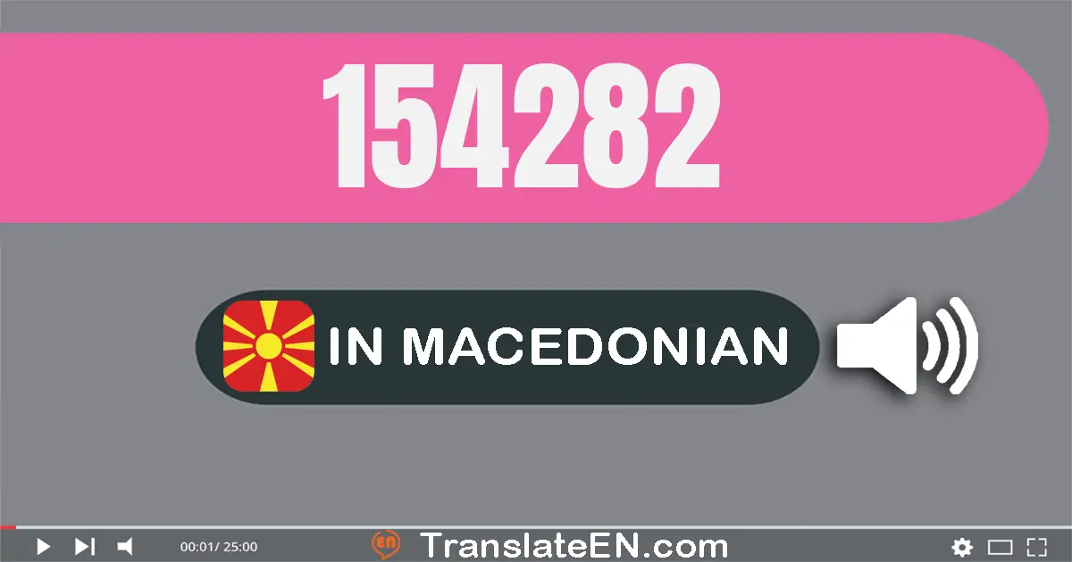Write 154282 in Macedonian Words: еднасто педесет и четири илјада двесто осумдесет и два