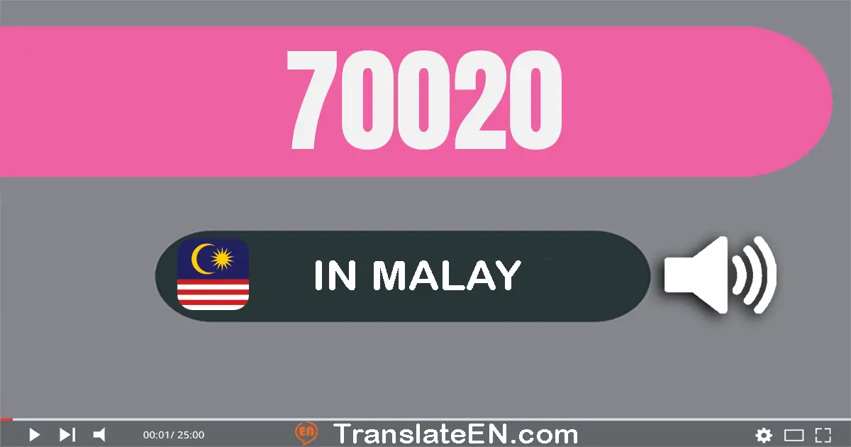 Write 70020 in Malay Words: tujuh puluh ribu dua puluh