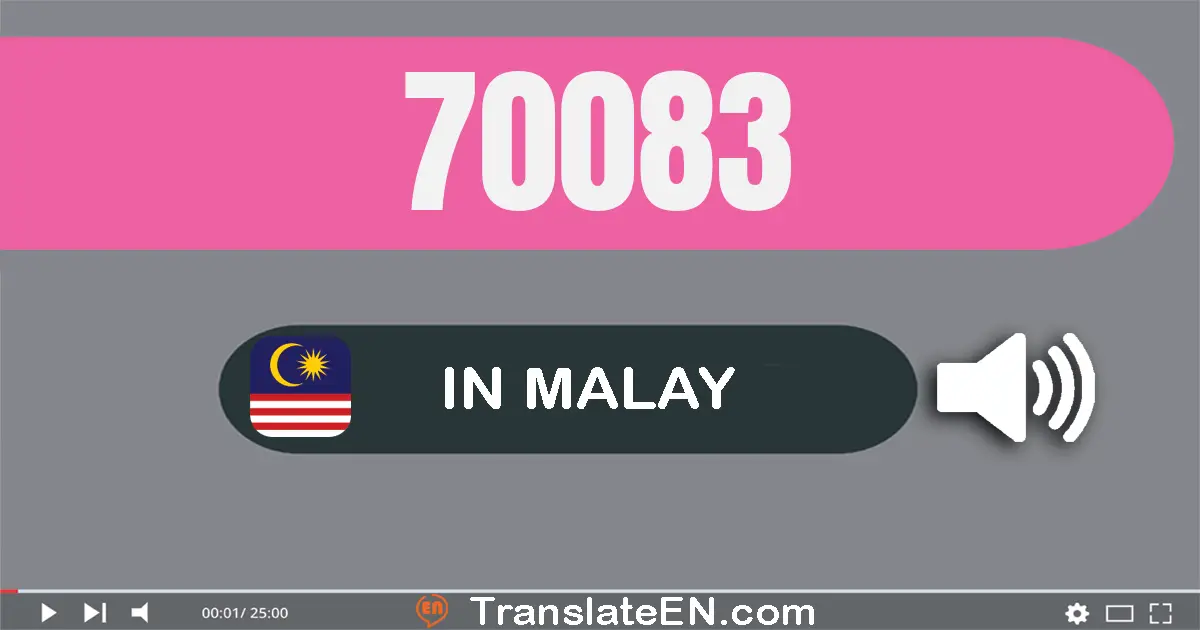 Write 70083 in Malay Words: tujuh puluh ribu lapan puluh tiga