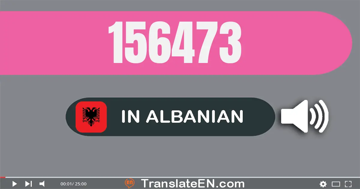 Write 156473 in Albanian Words: njëqind e pesëdhjetë e gjashtë mijë e katërqind e shtatëdhjetë e tre
