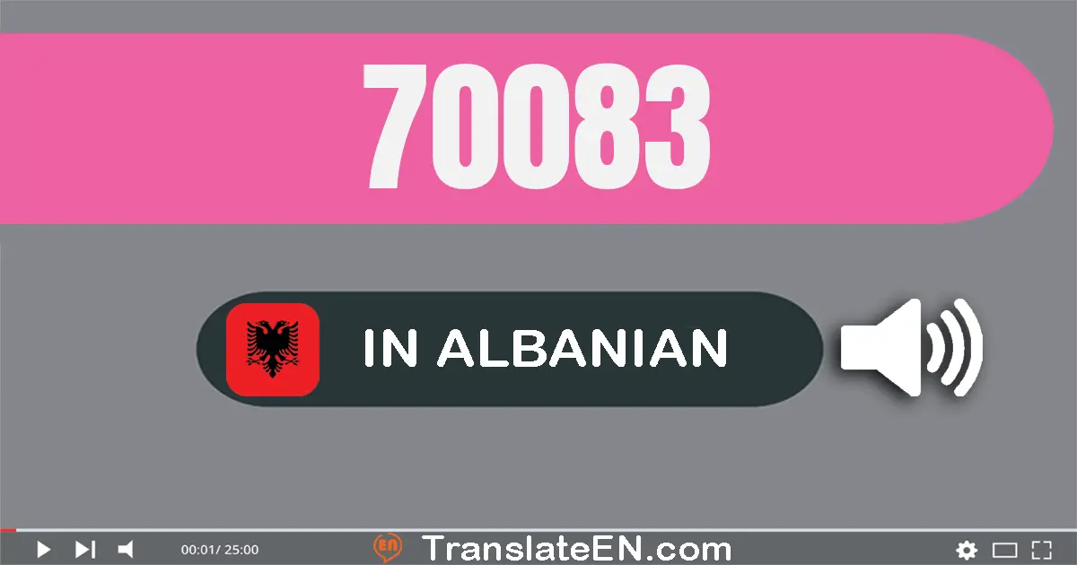 Write 70083 in Albanian Words: shtatëdhjetë mijë e tetëdhjetë e tre