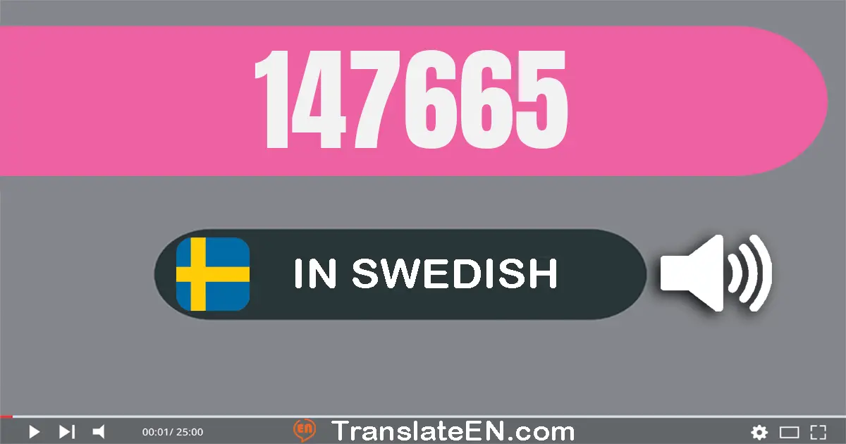 Write 147665 in Swedish Words: ett­hundra­fyrtio­sju­tusen sex­hundra­sextio­fem