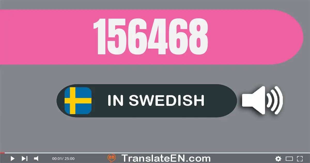 Write 156468 in Swedish Words: ett­hundra­femtio­sex­tusen fyra­hundra­sextio­åtta