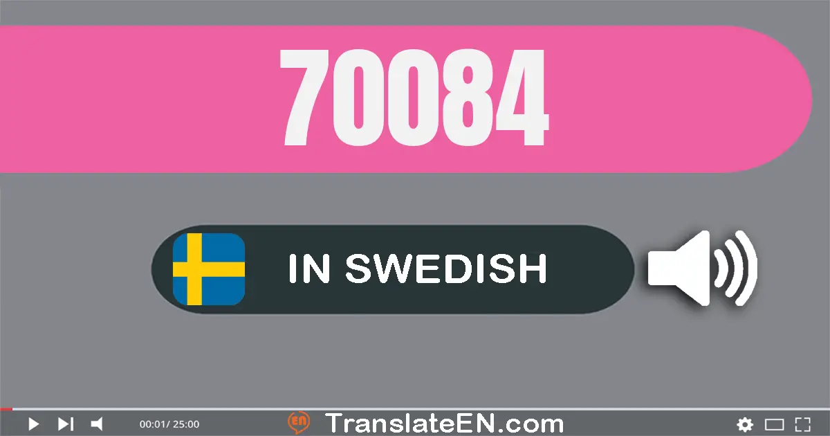 Write 70084 in Swedish Words: sjuttio­tusen åttio­fyra