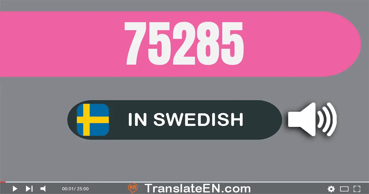 Write 75285 in Swedish Words: sjuttio­fem­tusen två­hundra­åttio­fem