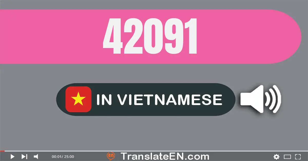 Write 42091 in Vietnamese Words: bốn mươi hai nghìn không trăm chín mươi mốt