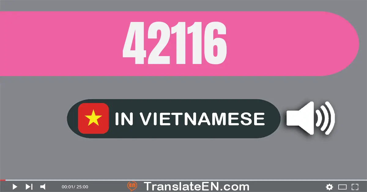 Write 42116 in Vietnamese Words: bốn mươi hai nghìn một trăm mười sáu