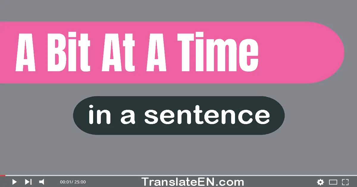 Use "a bit at a time" in a sentence | "a bit at a time" sentence examples