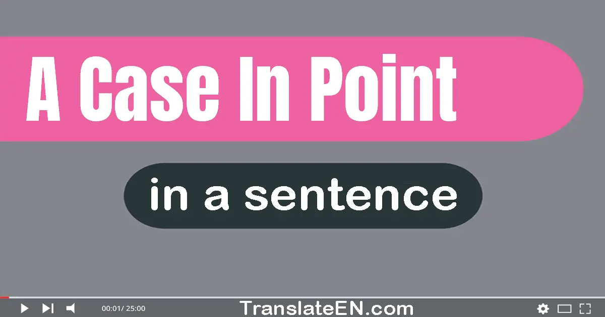 Use "a case in point" in a sentence | "a case in point" sentence examples