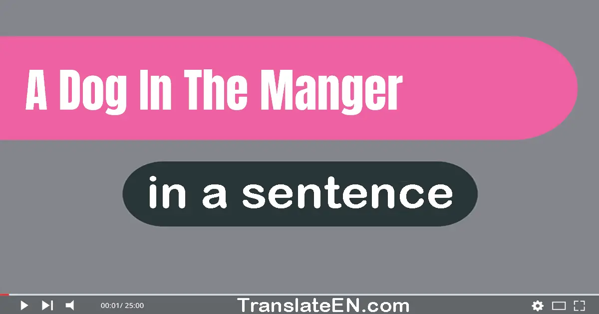 Use "a dog in the manger" in a sentence | "a dog in the manger" sentence examples