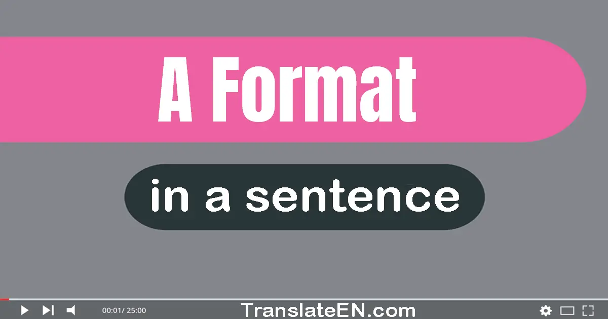 Use "a format" in a sentence | "a format" sentence examples