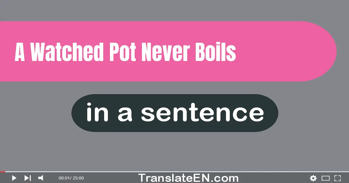 Use "a watched pot never boils" in a sentence | "a watched pot never boils" sentence examples