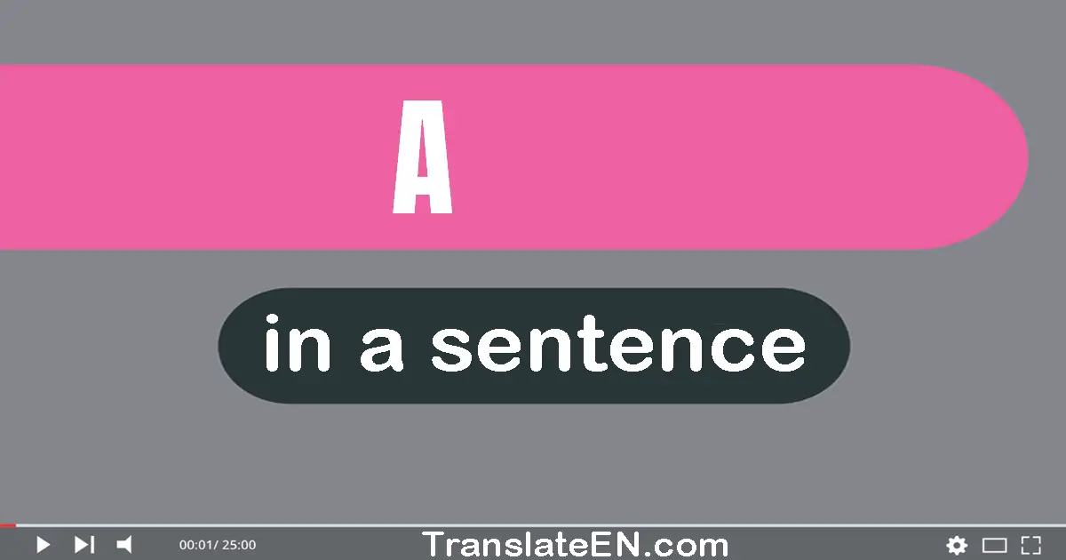 Use "a" in a sentence | "a" sentence examples