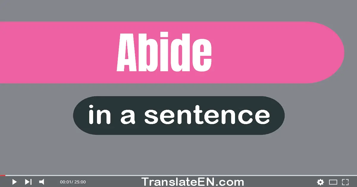 Use "abide" in a sentence | "abide" sentence examples
