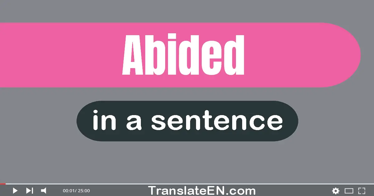 Use "abided" in a sentence | "abided" sentence examples