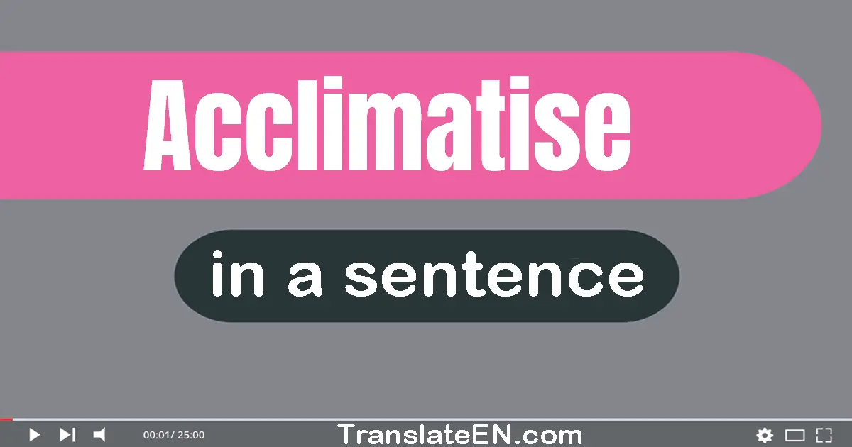 Use "acclimatise" in a sentence | "acclimatise" sentence examples