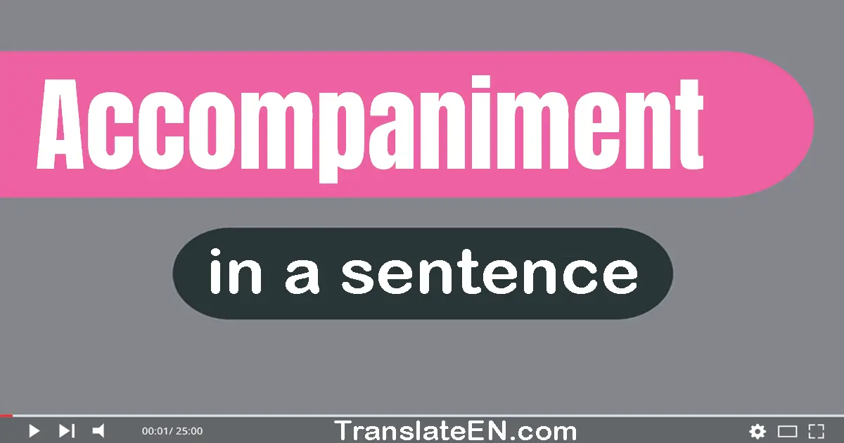 Use "accompaniment" in a sentence | "accompaniment" sentence examples
