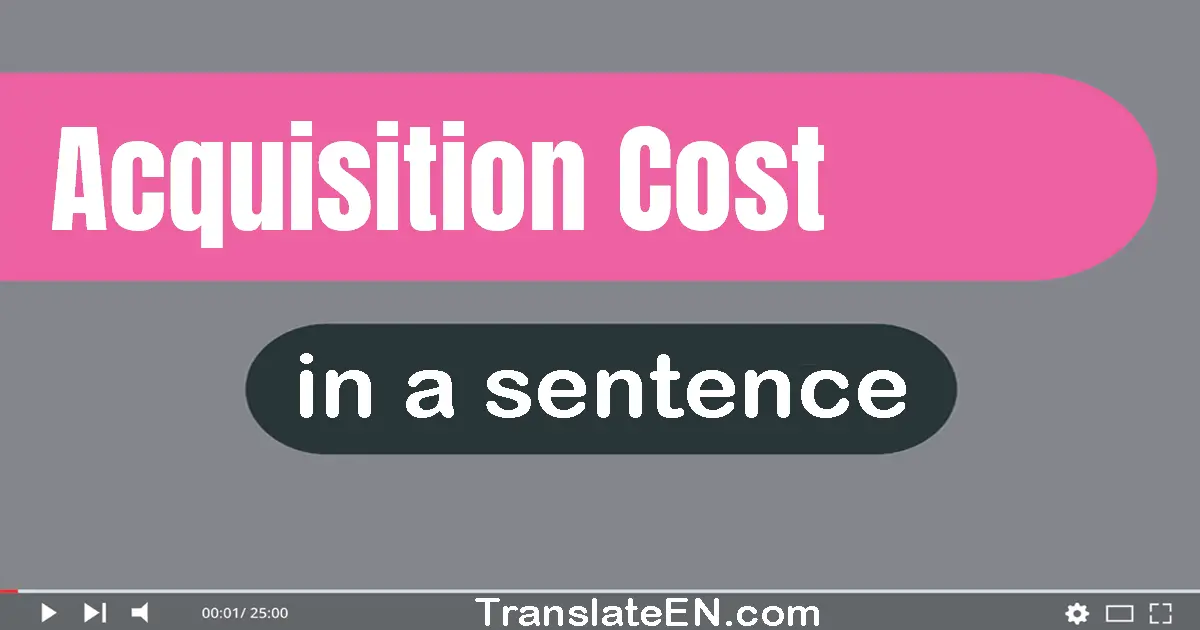 Use "acquisition cost" in a sentence | "acquisition cost" sentence examples