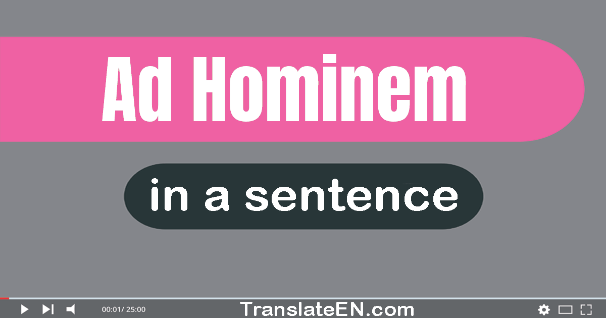 Use "ad hominem" in a sentence | "ad hominem" sentence examples