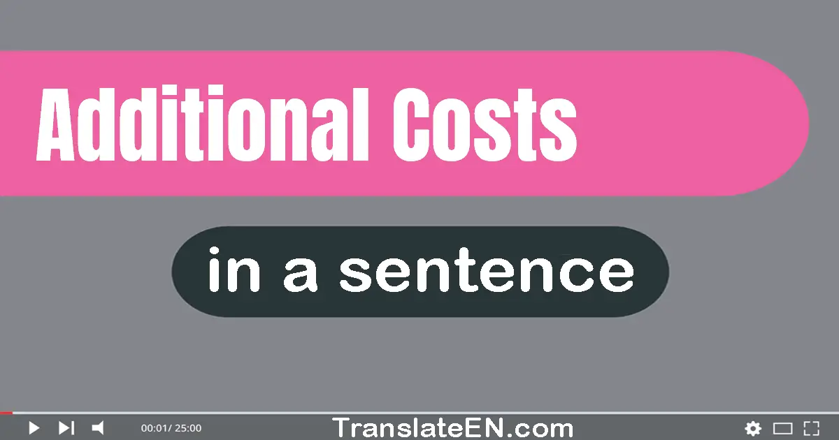 Use "additional costs" in a sentence | "additional costs" sentence examples