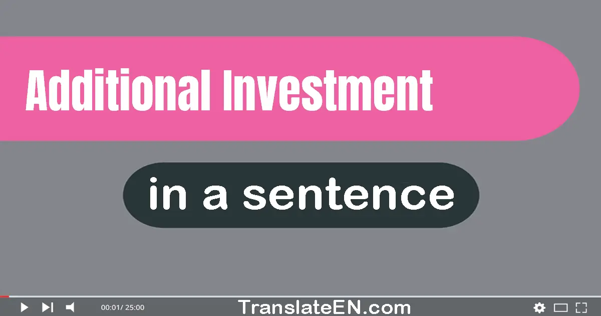 Use "additional investment" in a sentence | "additional investment" sentence examples