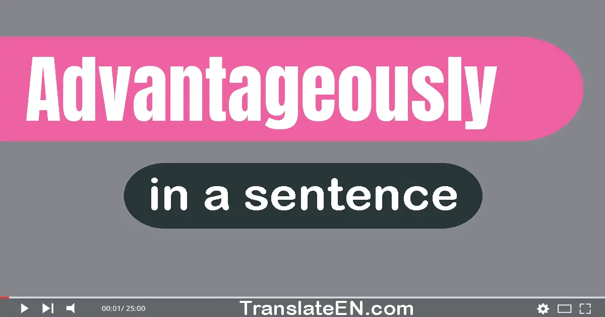 Use "advantageously" in a sentence | "advantageously" sentence examples