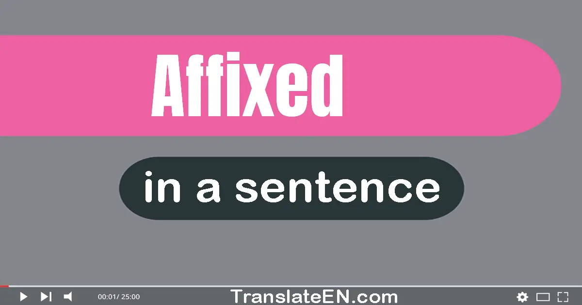 Use "affixed" in a sentence | "affixed" sentence examples
