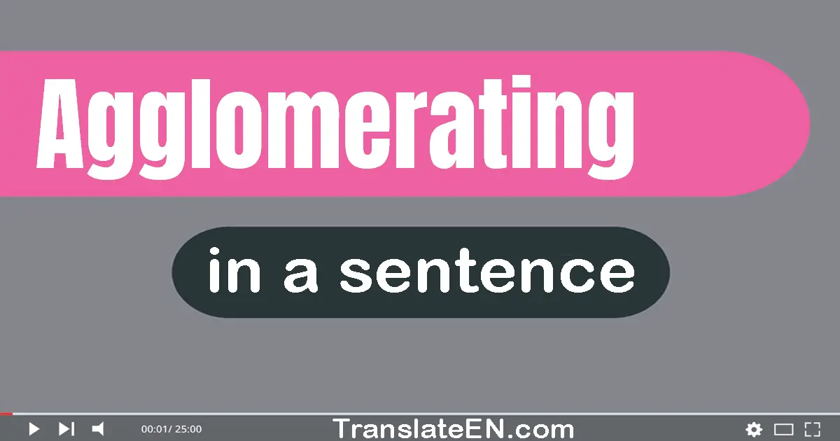 Use "agglomerating" in a sentence | "agglomerating" sentence examples