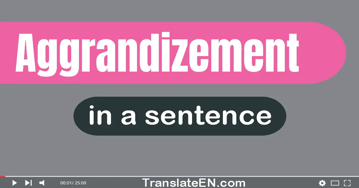 Use "aggrandizement" in a sentence | "aggrandizement" sentence examples