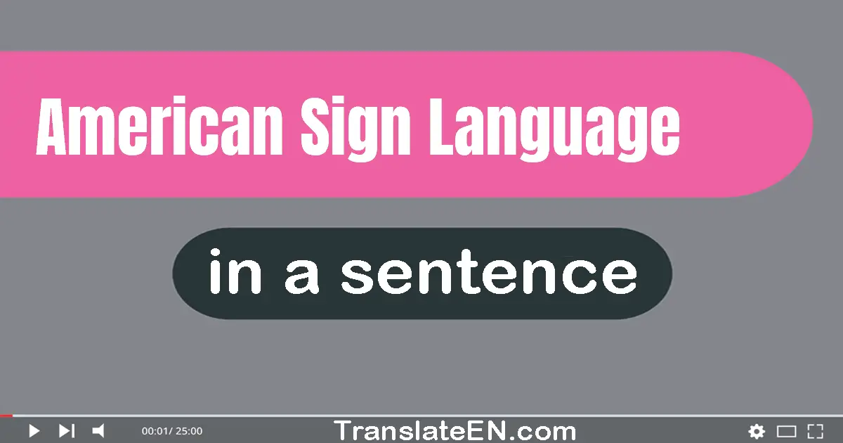 Use "american sign language" in a sentence | "american sign language" sentence examples