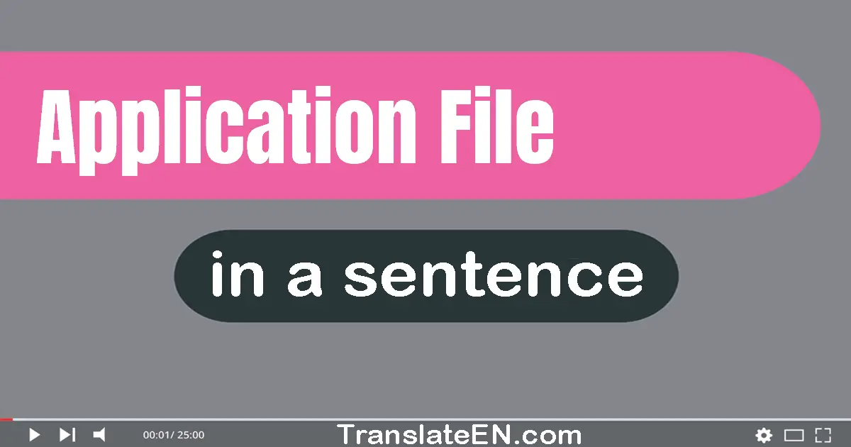Use "application file" in a sentence | "application file" sentence examples