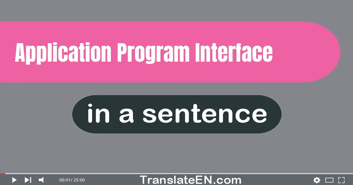 Use "application program interface" in a sentence | "application program interface" sentence examples